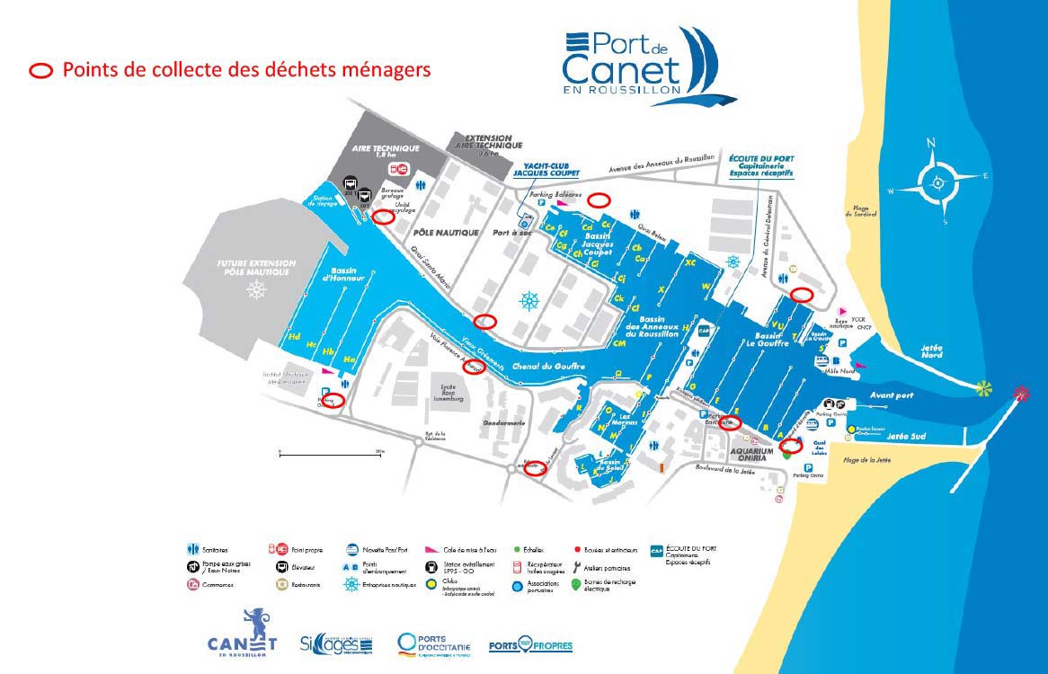 Points de collecte déchets ménagers port de canet